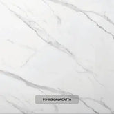 Campione Pannello PS-103 Calacatta design with elegant white marble texture and grey veins.