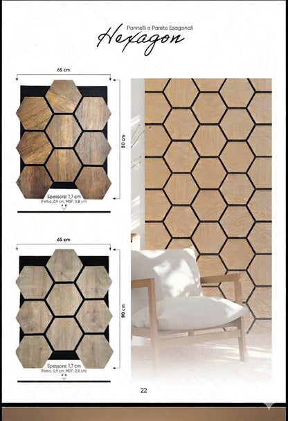 Pannello Fonoassorbente Esagonale Rovere Naturale 65×80 cm