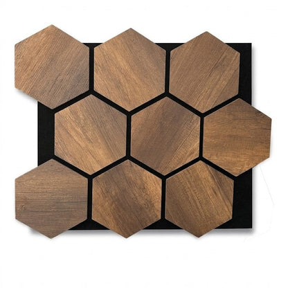 Pannello Fonoassorbente Esagonale Noce Scuro 65×80 cm