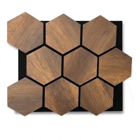 Pannello Fonoassorbente Esagonale Noce Scuro 65×80 cm